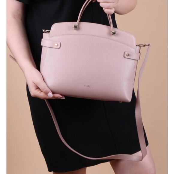 Furla Handbags - Furla Agata Medium Saffiano Leather Satchel with Strap Light Pink